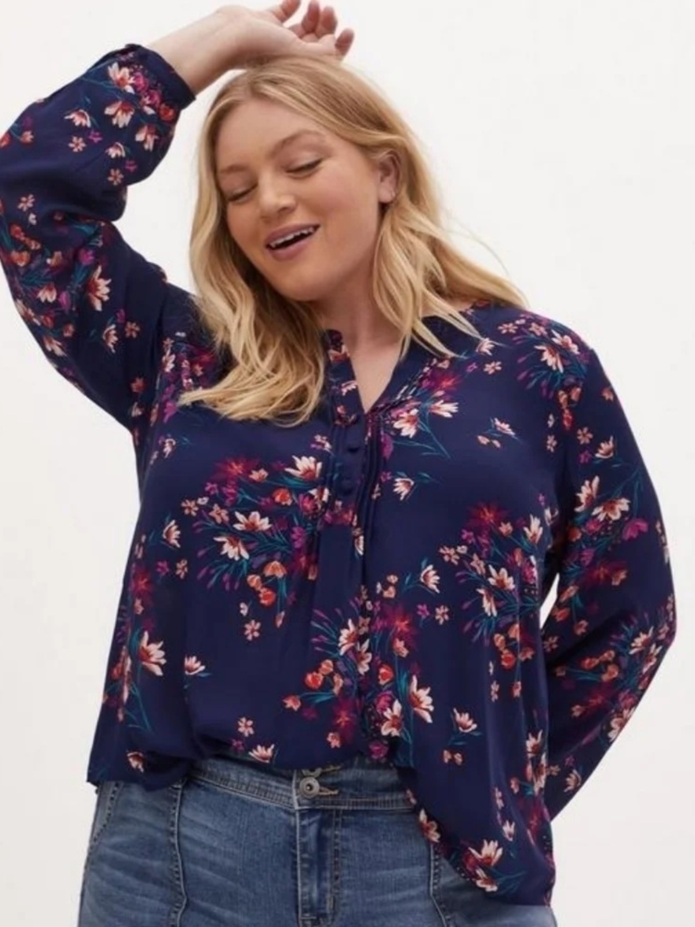 torrid Navy Floral Blouse